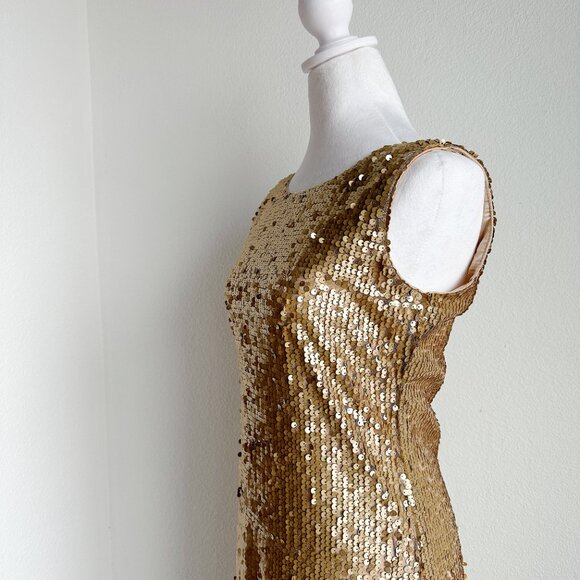 VINTAGE GOLD SEQUIN FLOOR LENGTH GOWN - Picture 8 of 10